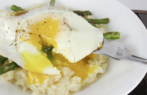 asparagus risotto with soft fried egg