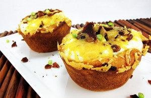 egg biscuit with cheese and bacon