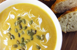 A sweet and savory soup perfect for Fall and Thanksgiving. Butternut squash combines with apple cider and a touch a cinnamon to make a delicious and hearty soup.