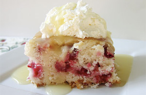 cranberry cake with butter cream sauce