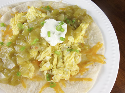 Post image for Green Chile Enchiladas with Scrambled Eggs
