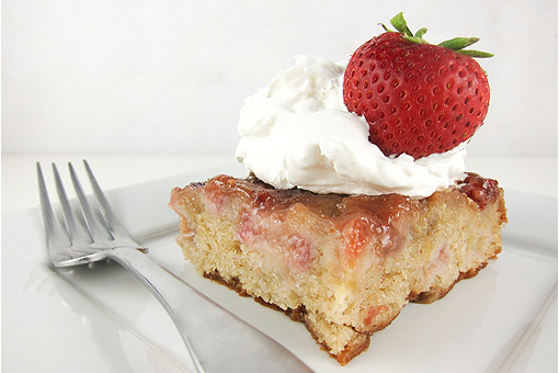 Rhubarb Strawberry Upside Down Cake