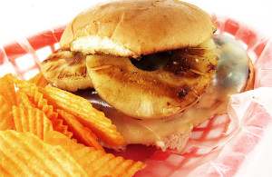 chicken teriyaki sandwich with pineapple