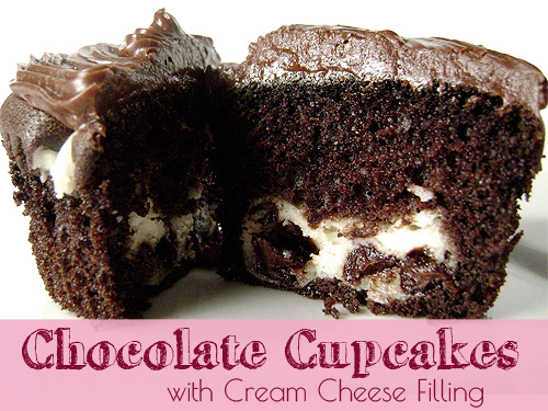 Chocolate Cupcakes with Cream Cheese Filling #cupcakes #chocolate #creamcheese