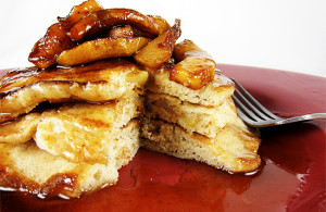 apple pancaked with apple cider syrup