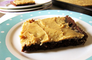 chocolate sheet cake with peanut butter frosting