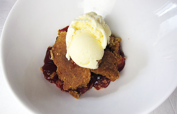 Cherry Dessert with Vanilla Ice Cream