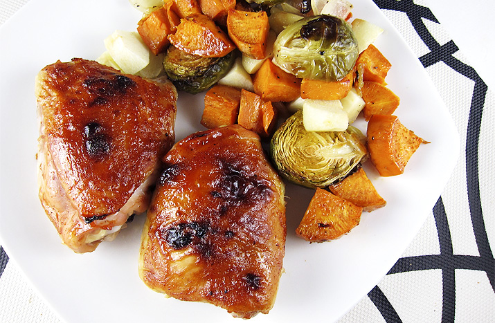 hard cider barbecue chicken with sweet potato medley