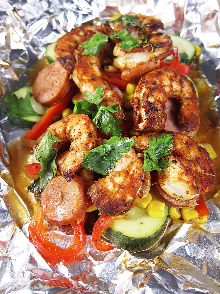 Cajun Shrimp and Sausage in Foil