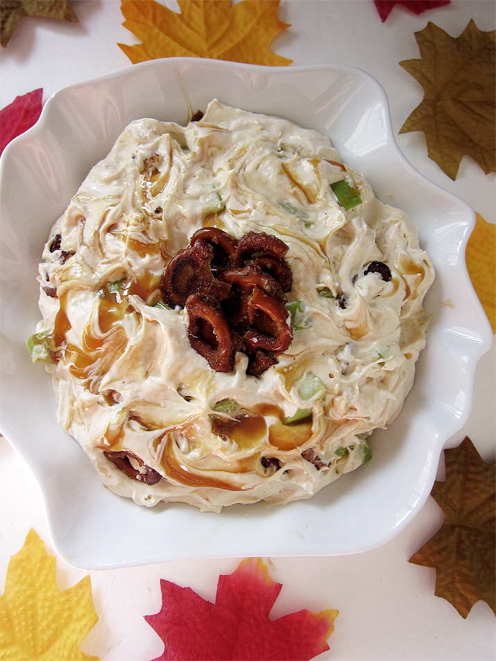 Caramel Apple Pretzel Salad - The perfect fall salad with sweet/salty caramelized crunchy pretzels and tart apples wrapped in a creamy topping.