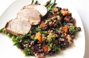Autumn Salad with Quinoa, Roasted Butternut Squash, Kale and Cranberries